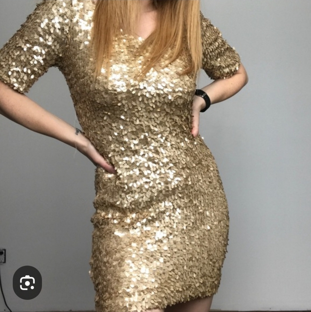 WOMEN GOLD SEQUIN DRESS
